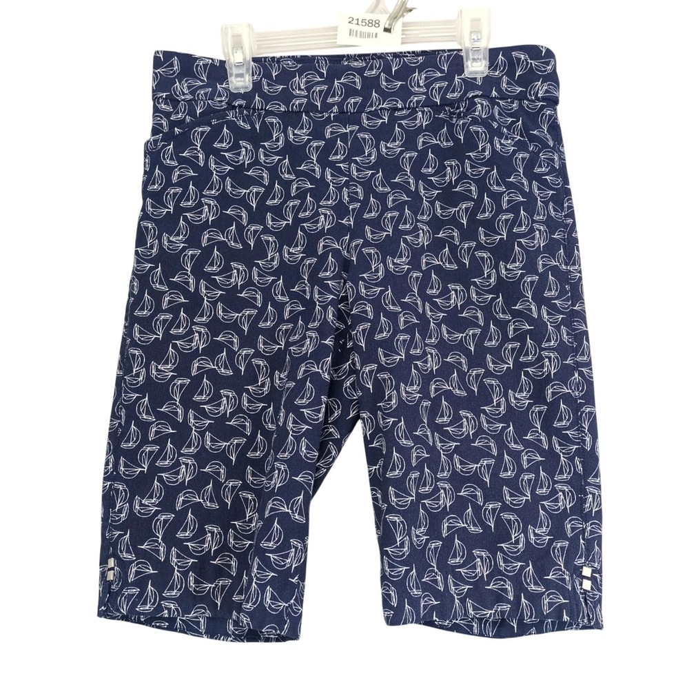 Kim‎ Rogers Sailboat Print Bermuda Shorts Womens 6 Stretch Nautical 30x11" Beach